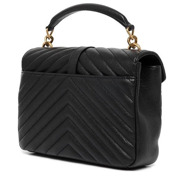 AUTHENTIC YSL SAINT LAURENT COLLEGE MEDIUM IN QUILTED LAMBSKIN LEATHER BLACK - Picture 4 of 16